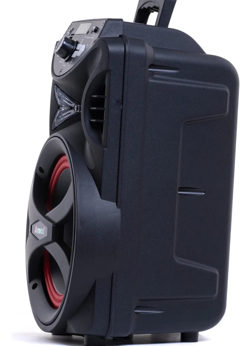 Caixa de Som Amplificada Amvox ACA 255 Hit Woofer 8" Portátil Bluetooth Preto Bivolt