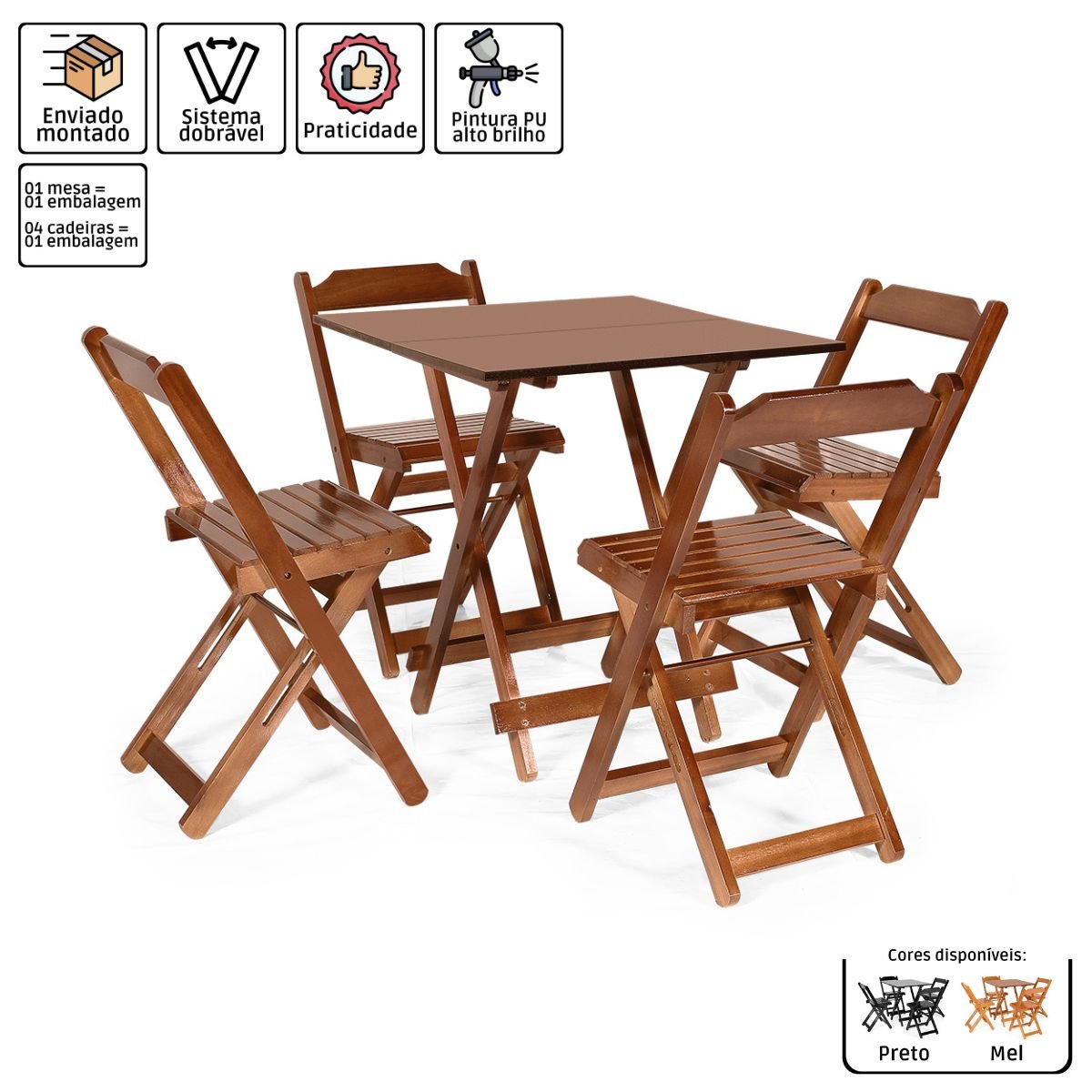 Conjunto Dobrável 1,20 x 70 Com 6 Cadeiras - Móveis Britz Imbuia