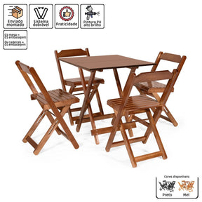 Conjunto Dobrável 1,20 x 70 Com 6 Cadeiras - Móveis Britz Imbuia