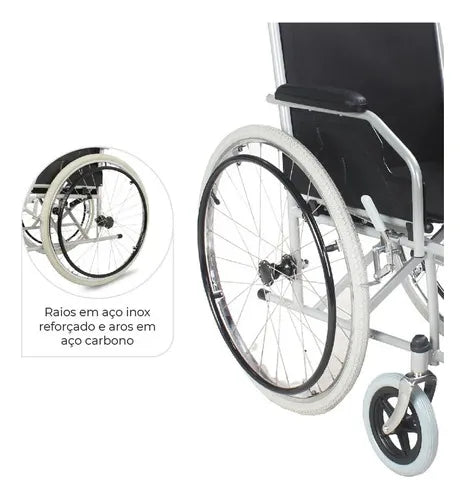Dellamed D100 Cadeira De Rodas Dobrável Resistente Até 100kg
