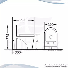 Vaso Sanitário Monobloco Caixa Acoplada Completo - Privada Cor Branco
