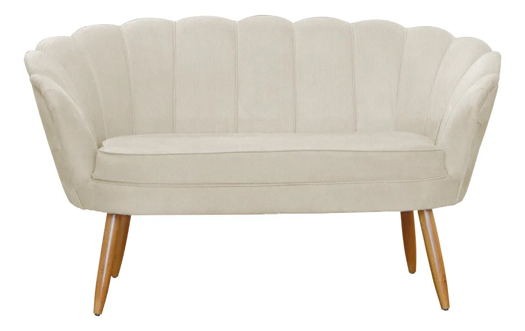 Poltrona Pétala Namoradeira Suede Pés De Madeira Ds Estofado