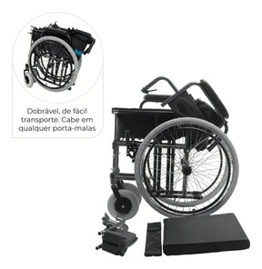 Cadeira de Rodas Aço Dobrável até 120 Kg Assento 46 cm D400 Dellamed (VALOR PROMOCIONAL)