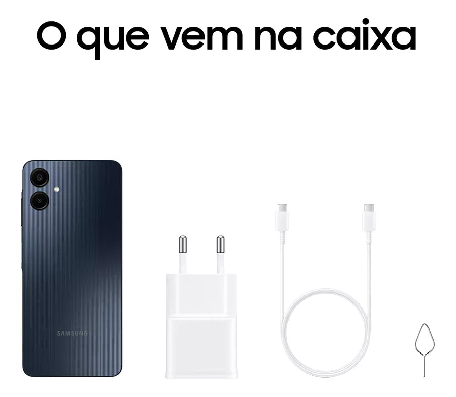 Smartphone Samsung Galaxy A06 4G 128GB 4GB RAM Dual Chip Câmera Traseira 50+2MP Frontal 8MP Tela 6,7" Android 14.0