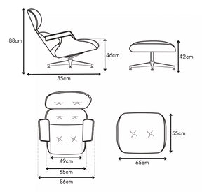 Conjunto Poltrona E Puff Charles E Ray Eames Preta