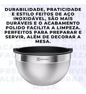 Conjunto com 9 Bowls Tigelas Inox e Tampa Plástica Electrolux