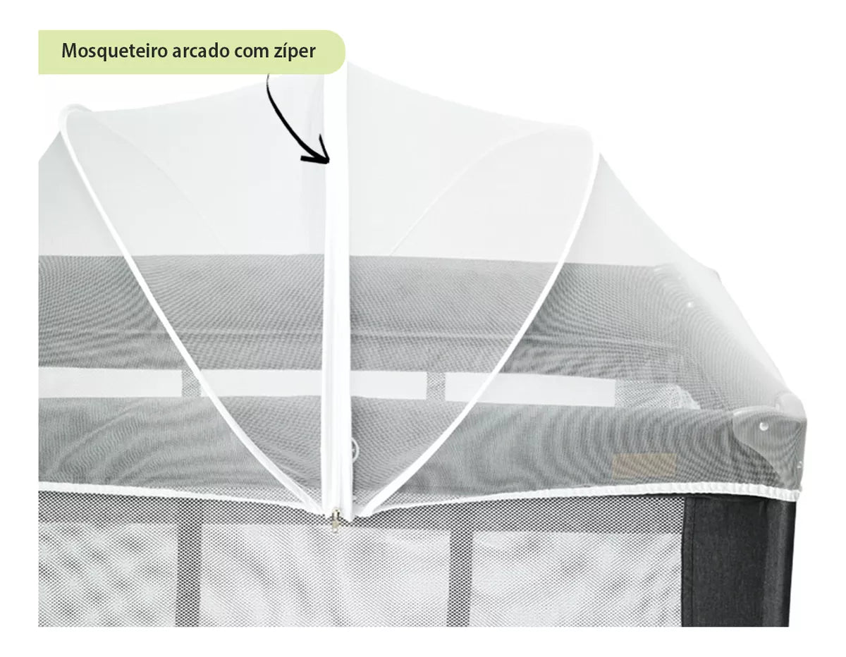 Berço Portátil Infantil Cercado 0-15kg Grafite Lazy Maxibaby