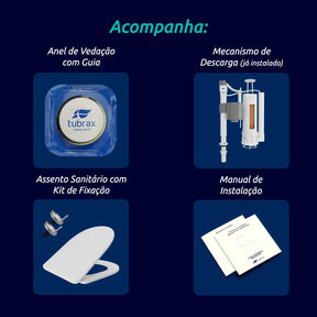 Vaso Sanitário Monobloco Caixa Acoplada Completo - Privada Cor Branco