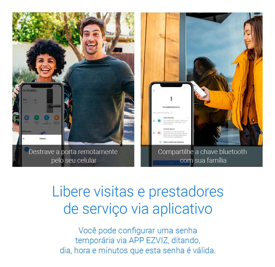 Fechadura Digital Inteligente Ezviz Cartão Senha Dl05 Wifi Cor Cinza