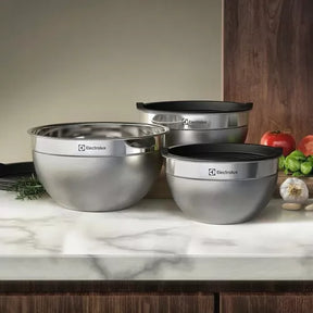 Conjunto com 9 Bowls Tigelas Inox e Tampa Plástica Electrolux