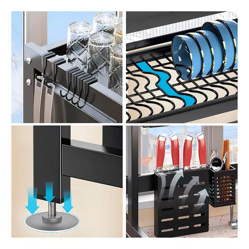 Transforme Sua Cozinha: Armário de Prato em Aço Inoxidável 5 em 1! Organização, Proteção e Secagem Inteligente!