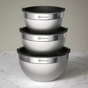 Conjunto com 9 Bowls Tigelas Inox e Tampa Plástica Electrolux