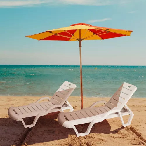 Espreguiçadeira Plástica Bahamas Branca Piscina E Praia Cor Branco
