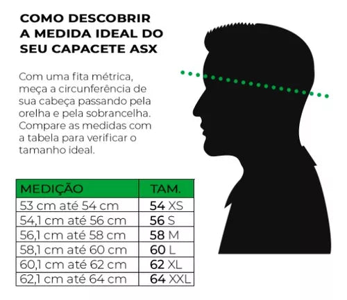 Capacete moto fechado ASX City Solid Preto Fosco Tamanho 60/L