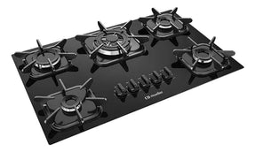 Cooktop Mueller 5 bocas Preto com Queimador Tripla chama Bivolt 127/220V