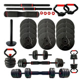 Barra Anilha Halter Kettlebell Kit Musculação 20kg Odin Fit