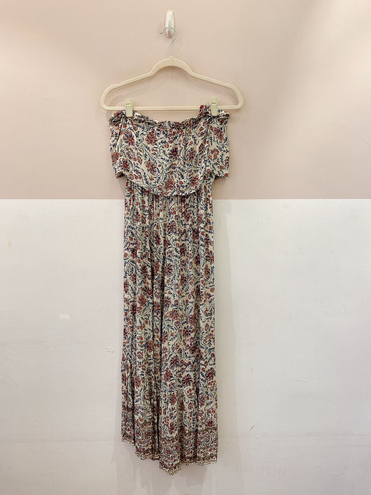 Vestido estampado fios luréx tomara que caia Maria Filó M