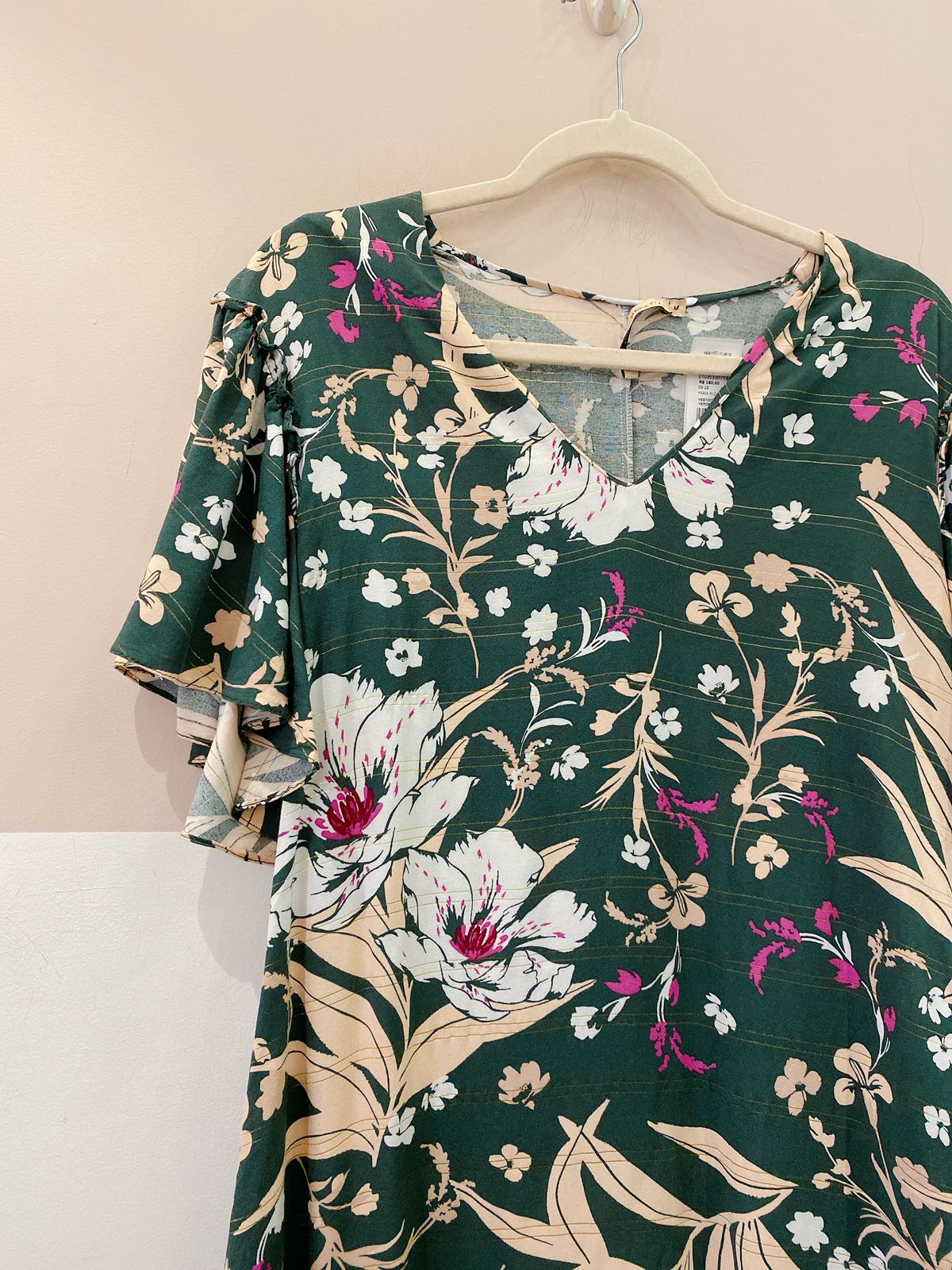 Vestido curto verde florido Maria Filó M