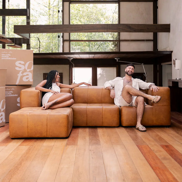 Sofá na Caixa Modular 3 Lugares em Bouclé Linho – Conforto premium, sem complicação! 🛋️📦