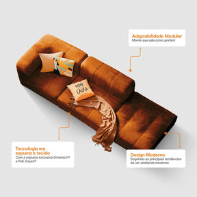Sofá na Caixa Modular 3 Lugares em Bouclé Linho – Conforto premium, sem complicação! 🛋️📦