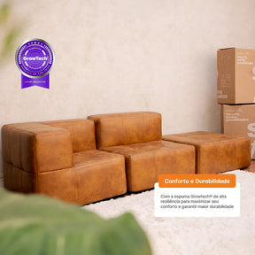 Sofá na Caixa Modular 3 Lugares em Bouclé Linho – Conforto premium, sem complicação! 🛋️📦