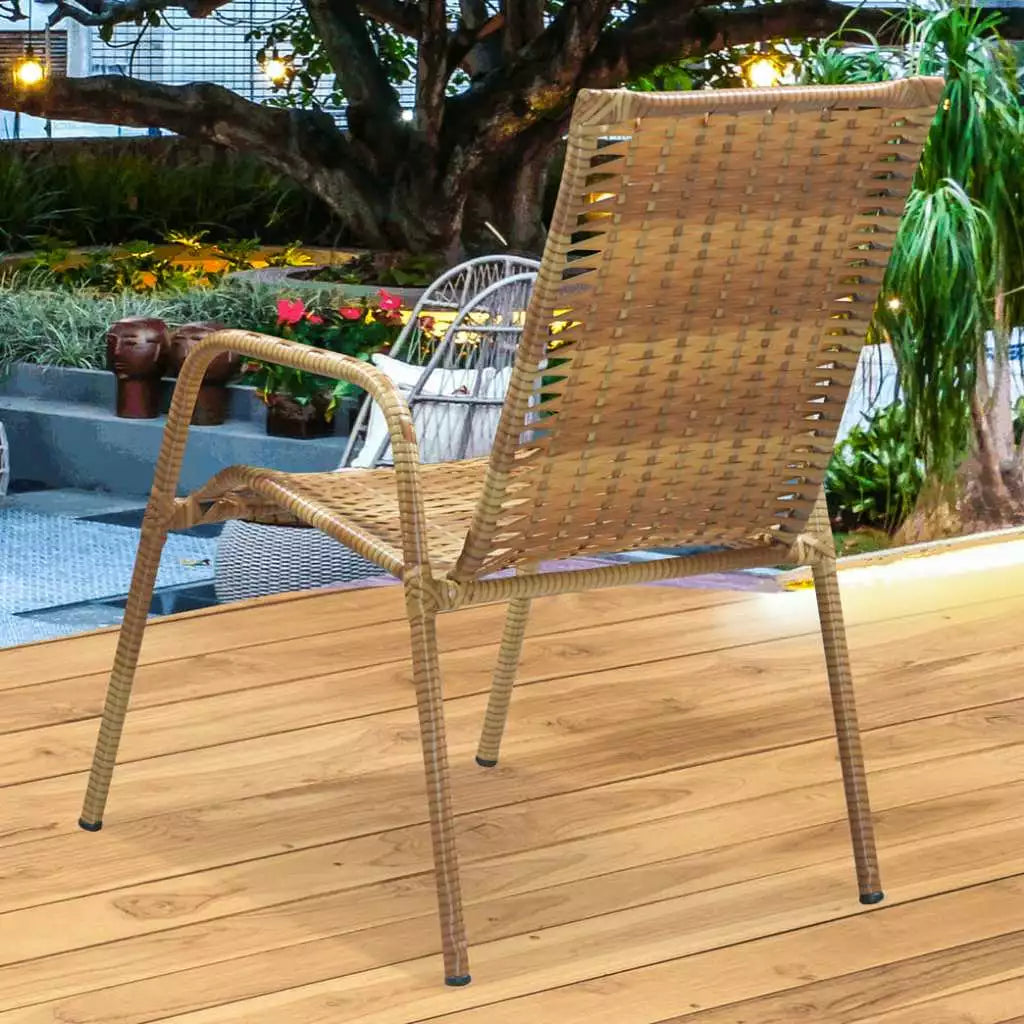 Cadeira De Jardim Junco Fibra Sintética Vime Estrutura Aço Area Lazer Externa Sacada
