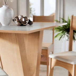 Conjunto Sala de Jantar Completo  Vivi Mesa Tampo Madeira 4 Cadeiras - Mel Off