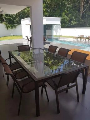 Conjunto de Mesa de Vidro + 8 Cadeiras