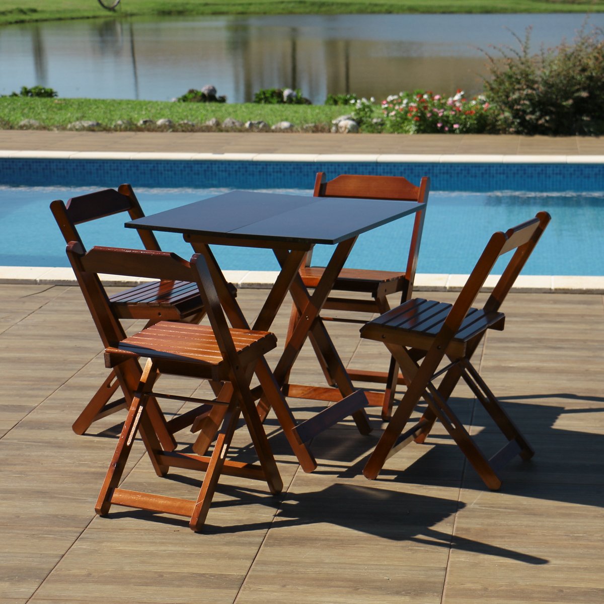 Conjunto Dobrável 1,20 x 70 Com 6 Cadeiras - Móveis Britz Imbuia
