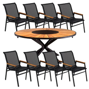 Conjunto de Mesa Madeira Tela sling e Alumínio 70178
