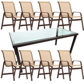 Conjunto de Mesa de Vidro + 8 Cadeiras