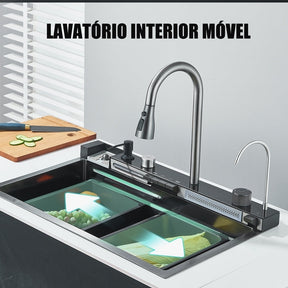 Cuba Cozinha Gourmet Luxo Aço Inox Pia De Cozinha Com Acessórios e Conjunto De Torneiras 81X50X27cm