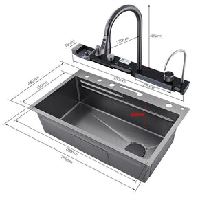 Cuba Cozinha Gourmet Luxo Aço Inox Pia De Cozinha Com Acessórios e Conjunto De Torneiras 81X50X27cm