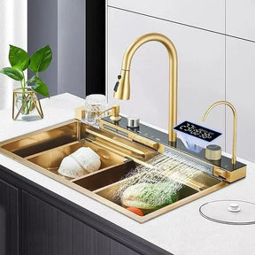Cuba Cozinha Gourmet Luxo Aço Inox Pia De Cozinha Com Acessórios e Conjunto De Torneiras 81X50X27cm