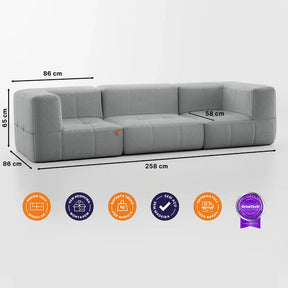 Sofá na Caixa Modular 3 Lugares em Bouclé Linho – Conforto premium, sem complicação! 🛋️📦